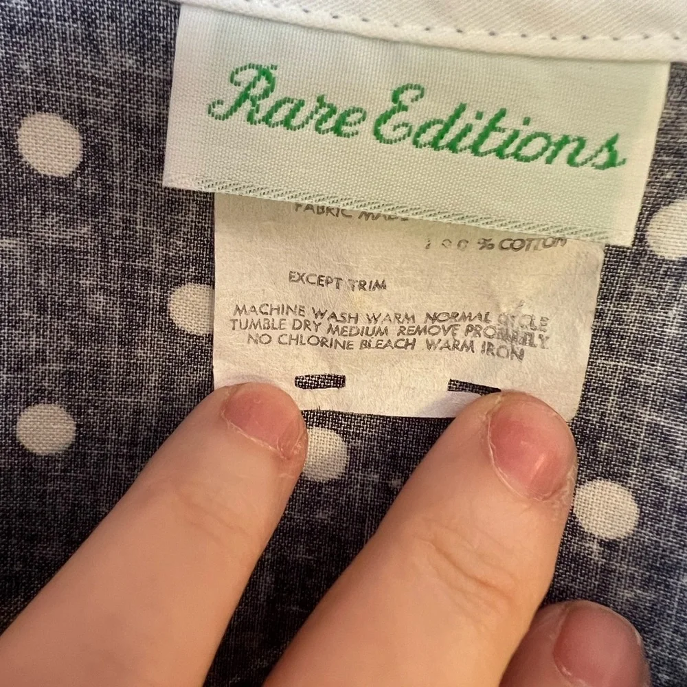SOLDRare Editions VTG Blue Polka Dot Dress White Collar Girls Size 8 Made in USA